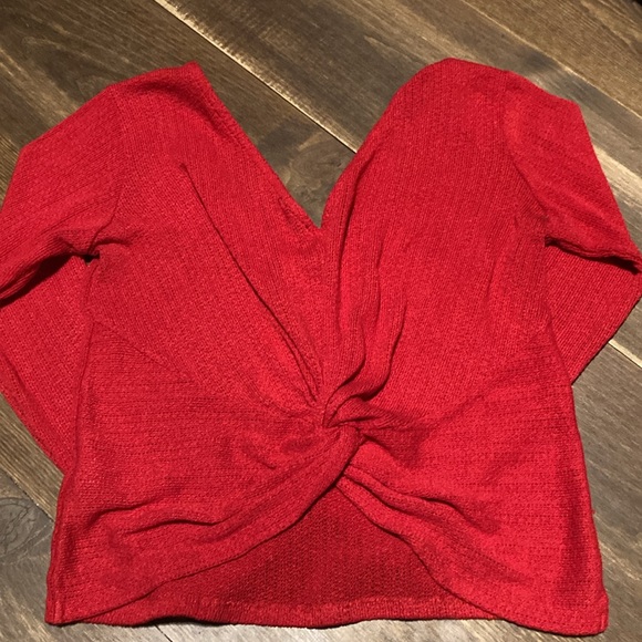 Light crop sweater with twist knot back in extra small by dynamite - Picture 2 of 7